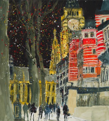 British Artist Susan BROWN - Night Scene, Big Ben