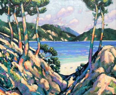British Artist Terence CLARKE - Rocks and Pines near Port d'Olon