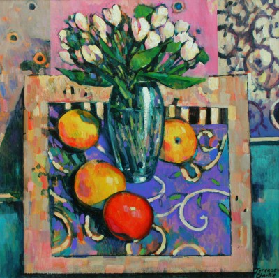British Artist Terence CLARKE - Tulips and Grapefruit